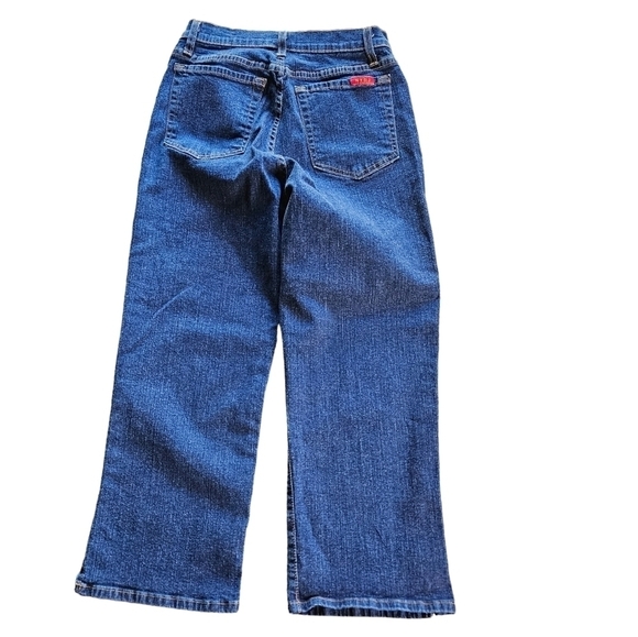 NYDJ tummy control mid rise dark wash crop jeans with side slit - Picture 4 of 11